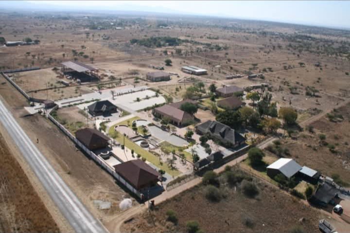 Aerial view of the full estate layout